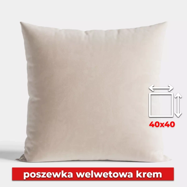 Poszewka Welwet 40x40 w kolorze Krem z zamkiem